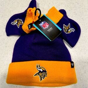 NFL Minnesota Vikings Infant Hat & Mitten Set! Baby Girl or Boy! ‘47